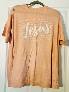 Tultex Peach Graphic 'Jesus' Short Sleeve Tee
